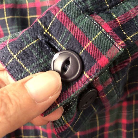LL Bean Men's LS Fleece Lined Flannel Plaid Shirt Sz Small Green Blue Red Yellow - Picture 9 of 14
